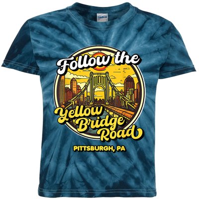 Follow The Yellow Bridge Road Pittsburgh Fan Kids Tie-Dye T-Shirt