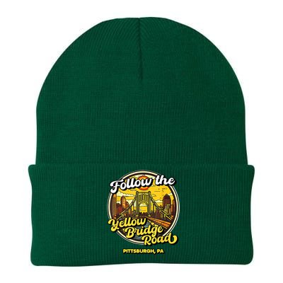 Follow The Yellow Bridge Road Pittsburgh Fan Knit Cap Winter Beanie