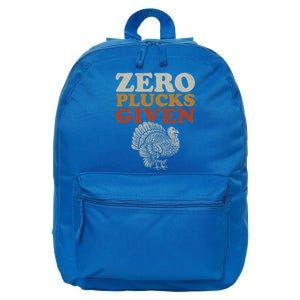 Funny Turkey Zero Plucks Given Thanksgiving Cool Gift 16 in Basic Backpack