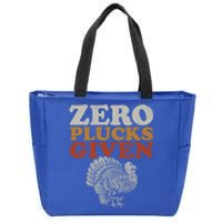 Funny Turkey Zero Plucks Given Thanksgiving Cool Gift Zip Tote Bag