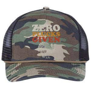 Funny Turkey Zero Plucks Given Thanksgiving Cool Gift Retro Rope Trucker Hat Cap