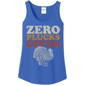 Funny Turkey Zero Plucks Given Thanksgiving Funny Gift Ladies Essential Tank