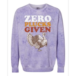 Funny Turkey Zero Plucks Given Thanksgiving Colorblast Crewneck Sweatshirt