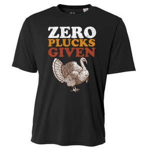 Funny Turkey Zero Plucks Given Thanksgiving Cooling Performance Crew T-Shirt