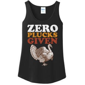 Funny Turkey Zero Plucks Given Thanksgiving Ladies Essential Tank