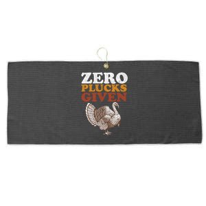 Funny Turkey Zero Plucks Given Thanksgiving Large Microfiber Waffle Golf Towel