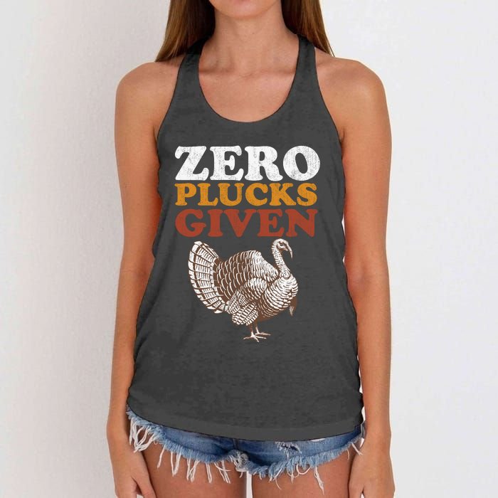 Funny Turkey Zero Plucks Given Thanksgiving Women's Knotted Racerback Tank