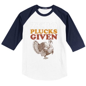 Funny Turkey Zero Plucks Given Thanksgiving Baseball Sleeve Shirt