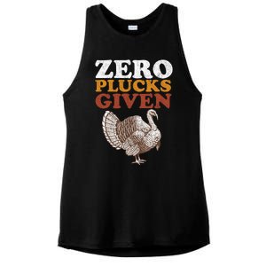 Funny Turkey Zero Plucks Given Thanksgiving Ladies PosiCharge Tri-Blend Wicking Tank