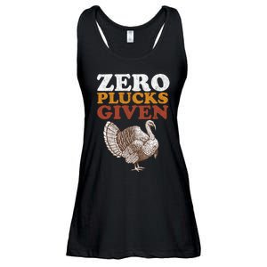 Funny Turkey Zero Plucks Given Thanksgiving Ladies Essential Flowy Tank