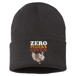 Funny Turkey Zero Plucks Given Thanksgiving Sustainable Knit Beanie