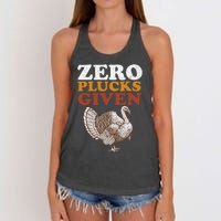 Funny Turkey Zero Plucks Given Thanksgiving Women's Knotted Racerback Tank