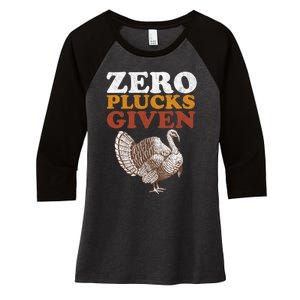 Funny Turkey Zero Plucks Given Thanksgiving Women's Tri-Blend 3/4-Sleeve Raglan Shirt