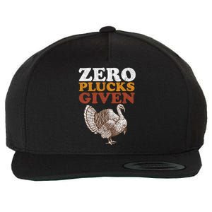 Funny Turkey Zero Plucks Given Thanksgiving Wool Snapback Cap