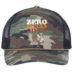 Funny Turkey Zero Plucks Given Thanksgiving Retro Rope Trucker Hat Cap