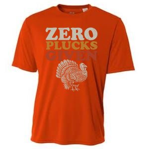 Funny Turkey Zero Plucks Given Thanksgiving Gift Cooling Performance Crew T-Shirt