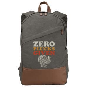 Funny Turkey Zero Plucks Given Thanksgiving Cotton Canvas Backpack