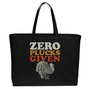 Funny Turkey Zero Plucks Given Thanksgiving Cotton Canvas Jumbo Tote