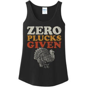 Funny Turkey Zero Plucks Given Thanksgiving Ladies Essential Tank