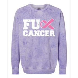 FU Cancer Funny Breast Cancer Awareness Colorblast Crewneck Sweatshirt