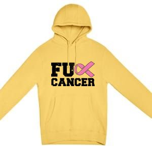 FU Cancer Funny Breast Cancer Awareness Premium Pullover Hoodie