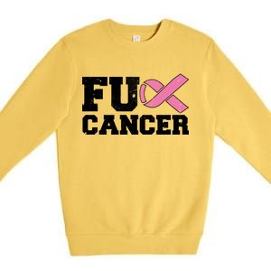 FU Cancer Funny Breast Cancer Awareness Premium Crewneck Sweatshirt