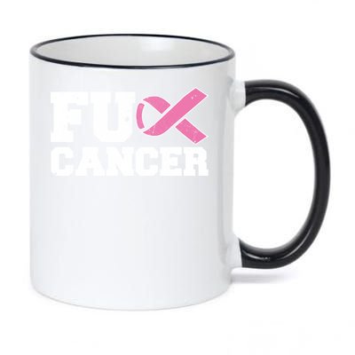 FU Cancer Funny Breast Cancer Awareness 11oz Black Color Changing Mug