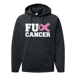 FU Cancer Funny Breast Cancer Awareness Performance Fleece Hoodie