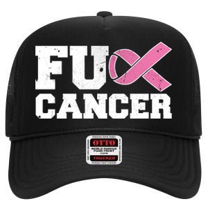 FU Cancer Funny Breast Cancer Awareness High Crown Mesh Back Trucker Hat