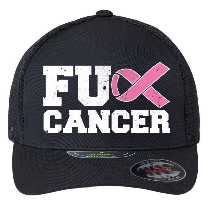 FU Cancer Funny Breast Cancer Awareness Flexfit Unipanel Trucker Cap