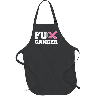 FU Cancer Funny Breast Cancer Awareness Full-Length Apron With Pockets