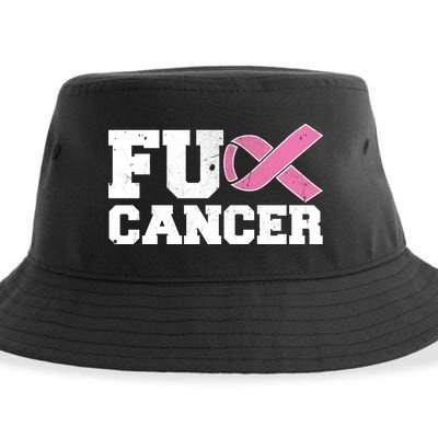 FU Cancer Funny Breast Cancer Awareness Sustainable Bucket Hat