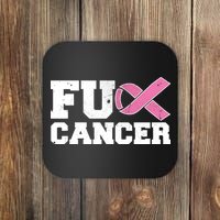 FU Cancer Funny Breast Cancer Awareness Coaster