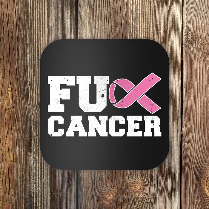 FU Cancer Funny Breast Cancer Awareness Coaster