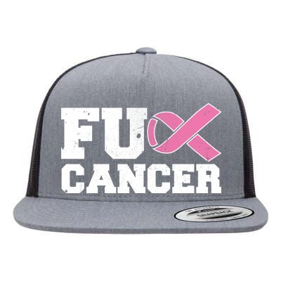 FU Cancer Funny Breast Cancer Awareness Flat Bill Trucker Hat