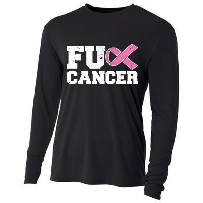 FU Cancer Funny Breast Cancer Awareness Cooling Performance Long Sleeve Crew