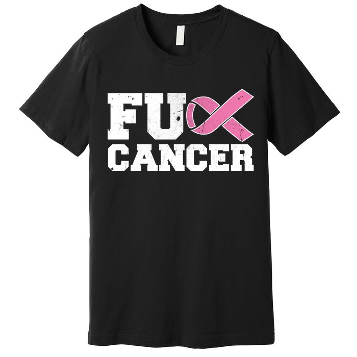 FU Cancer Funny Breast Cancer Awareness Premium T-Shirt