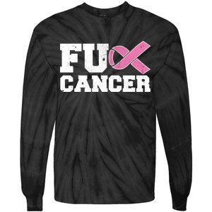 FU Cancer Funny Breast Cancer Awareness Tie-Dye Long Sleeve Shirt