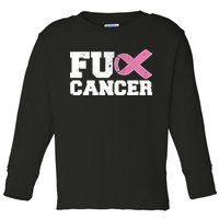 FU Cancer Funny Breast Cancer Awareness Toddler Long Sleeve Shirt