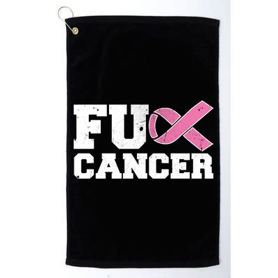 FU Cancer Funny Breast Cancer Awareness Platinum Collection Golf Towel