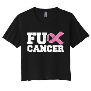 FU Cancer Funny Breast Cancer Awareness Women's Crop Top Tee