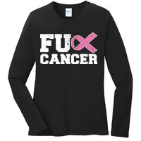 FU Cancer Funny Breast Cancer Awareness Ladies Long Sleeve Shirt