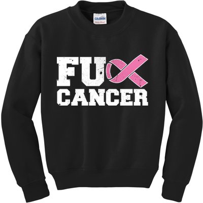 FU Cancer Funny Breast Cancer Awareness Kids Sweatshirt