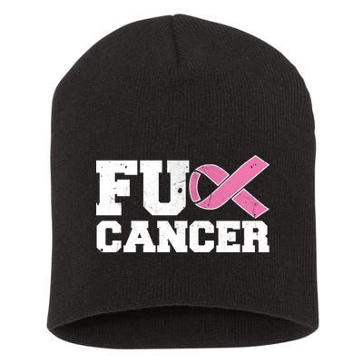 FU Cancer Funny Breast Cancer Awareness Short Acrylic Beanie