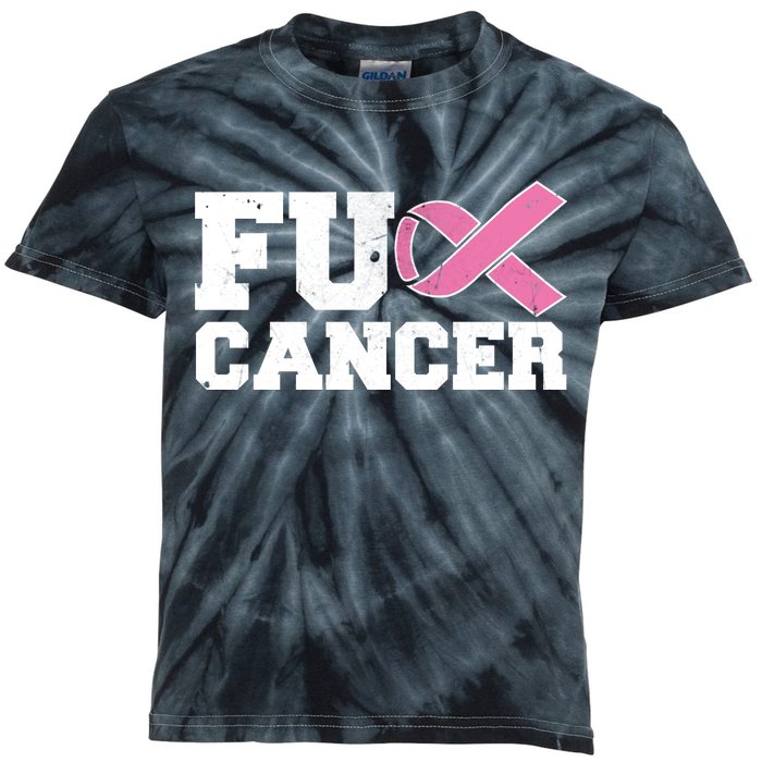 FU Cancer Funny Breast Cancer Awareness Kids Tie-Dye T-Shirt