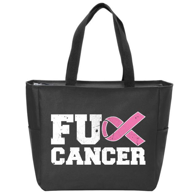 FU Cancer Funny Breast Cancer Awareness Zip Tote Bag