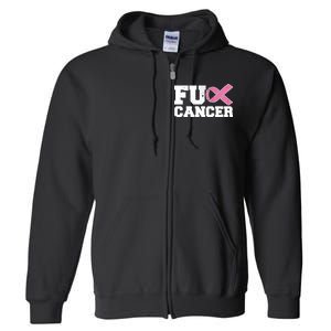 FU Cancer Funny Breast Cancer Awareness Full Zip Hoodie