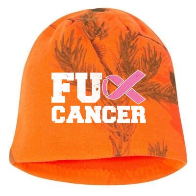 FU Cancer Funny Breast Cancer Awareness Kati - Camo Knit Beanie