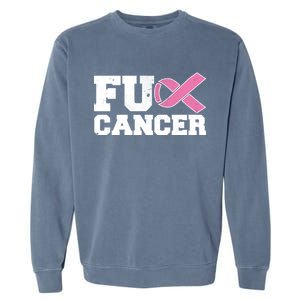 FU Cancer Funny Breast Cancer Awareness Garment-Dyed Sweatshirt