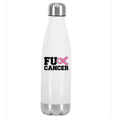 FU Cancer Funny Breast Cancer Awareness Stainless Steel Insulated Water Bottle